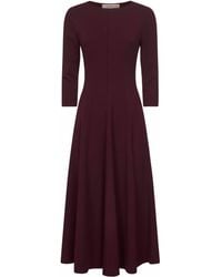 Blanca Vita - Burgundy Stretch Jersey Asia Flared Midi Dress - Lyst