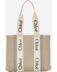 Chloé - Woody Medium Linen Tote Bag - Lyst