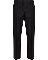 Dries Van Noten - Rounded Wool Silk Tailored Cropped Trousers - Lyst