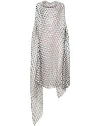 Dries Van Noten - Ecru Silk Crepon Layered Optical Polka Dot-Print Cape-Style Dress - Lyst