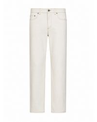 Versace - Ivory Stretch Cotton Denim Tapered Jeans - Lyst