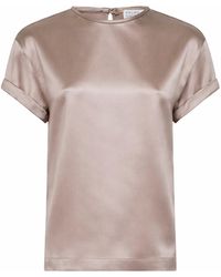 Brunello Cucinelli - Blouse Stretch Silk Satin - Lyst