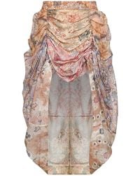 Zimmermann - Spliced Floral Silk-Linen Blend Rebellion Midi Skirt - Lyst