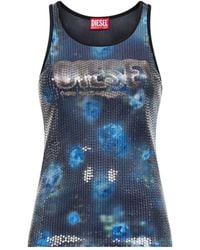 DIESEL - Floral Print And Sequins Jersey T-Unky Top - Lyst
