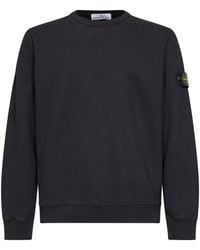 Stone Island - Organic Stretch Cotton Crewneck Sweatshirt - Lyst