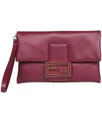 Fendi - Burgundy Mamma Baguette Pouch Clutch - Lyst