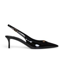 Dolce & Gabbana - Patent Leather Slingback Pumps With Dg Logo - Lyst