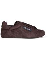 Dolce & Gabbana - Dolce & Gabbana Dark Suede Split Leather Portofino Soft Sneakers - Lyst