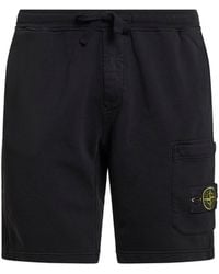 Stone Island - Organic Cotton Fleece Jogger Shorts - Lyst