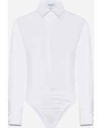 Alaïa - Cotton Shirt Bodysuit - Lyst