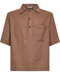 Hevò - Taupe Linen And Viscose Montursi Polo Shirt - Lyst