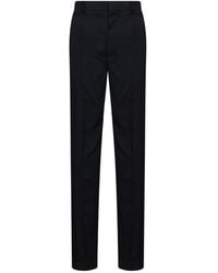 Bottega Veneta - Grain De Poudre Wool Trousers With Tabs - Lyst
