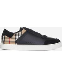 Burberry - Stevie Check Canvas And Leather Sneakers - Lyst