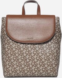 DKNY Bryant Logo Pvc And Leather Backpack - Brown