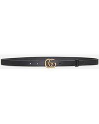 Gucci - GG Marmont Leather Thin Belt - Lyst