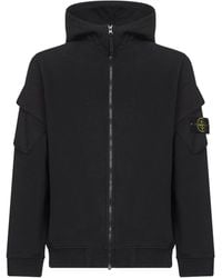 Stone Island - Brushed Organic Cotton Fleece Zip-Up Hoodie - Lyst