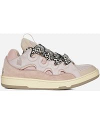 Lanvin - Curb Leather And Mesh Sneakers - Lyst