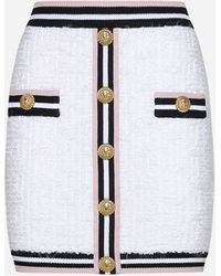 Balmain - Monogram Boucle' Miniskirt - Lyst