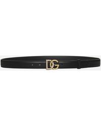 Dolce & Gabbana - Cintura in pelle con logo DG - Lyst
