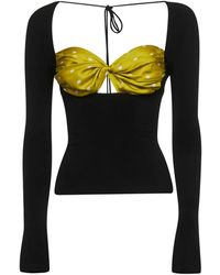 Marine Serre - Top Drappeggiato Nero Con Inserto - Lyst
