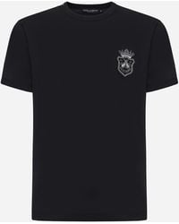 Dolce & Gabbana - Black Cotton Heraldic Patch T-shirt - Lyst