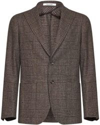 Tagliatore - Dark Prince Of Wales Wool Montecarlo Single-Breasted Blazer - Lyst