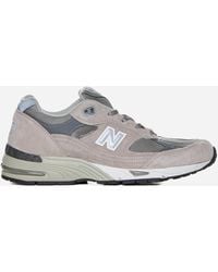 New Balance - 991 Suede And Mesh Sneakers - Lyst