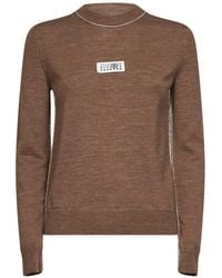 MM6 by Maison Margiela - Light Wool Blend Sweater With Contrasting Trims - Lyst