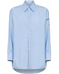 MM6 by Maison Margiela - Cotton Poplin Logo Shirt - Lyst