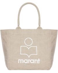Isabel Marant - Small Yenky Faded Cotton Bag With Logo - Lyst