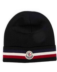 Moncler - Wool Knit Beanie With Tricolor Detail - Lyst