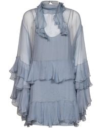 Chloé - Light Silk Muslin Ruffled Mini Dress - Lyst