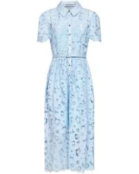 Self-Portrait - Self Portrait Light Lace Belted Midi Shirt Dress - Lyst