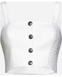 Alessandra Rich - Sequin Check Tweed Crop Top - Lyst