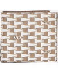 Bally - Leather And Monogram Fabric Bifold Wallet - Lyst