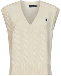 Polo Ralph Lauren - Cream Wool And Cashmere Cable-Knit Vest - Lyst