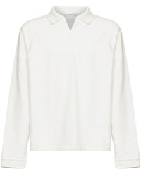 Studio Nicholson - Parchment Jersey Sudds Long-Sleeved Polo Shirt - Lyst