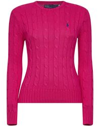 Polo Ralph Lauren - Accent Cable-Knit Cotton Crewneck Sweater - Lyst