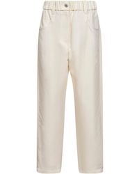 Brunello Cucinelli - Ivory Fluid Twill Baggy Trousers With Monili - Lyst
