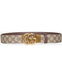 Gucci - Leather And GG Fabric Reversible Belt - Lyst