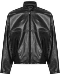 Bottega Veneta - Nappa Leather Bomber Jacket With Intrecciato Collar<Br - Lyst