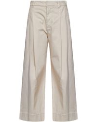 Brunello Cucinelli - Oat Milk Denim-Effect Twill A-Line Pleated Trousers - Lyst