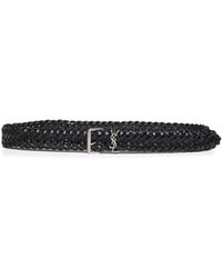 Saint Laurent - Woven Leather Cassandre Belt - Lyst