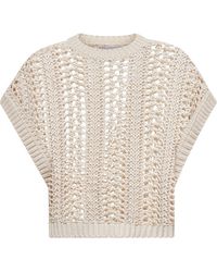 Brunello Cucinelli - Cotton Ribbed Net Sweater - Lyst