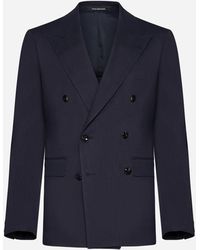 Tagliatore - Linen And Wool-blend Double-breasted Blazer - Lyst