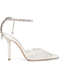 Jimmy Choo - Ivory Lace Saeda 100 Pumps - Lyst