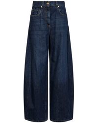 Brunello Cucinelli - Authentic Denim Wide Jeans With Monili - Lyst