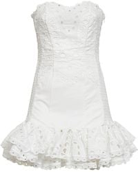 Charo Ruiz - Embroidered Cotton Blend Salty Bustier Mini Dress - Lyst