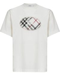 Burberry - T-Shirt Knight Stamp Check Chalk Cotton - Lyst
