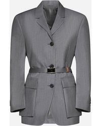 Prada - Mohair And Wool Belted Blazer - Lyst